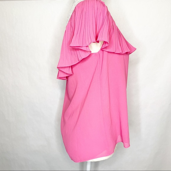 Naked Zebra | NWT Pink Cap Sleeve Top Ruffle Trim - Picture 2 of 5